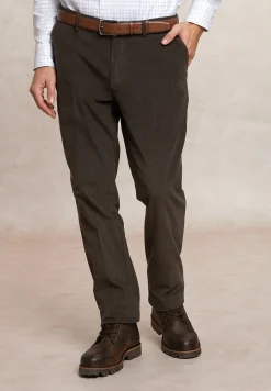 Clearance River Woods Fancy ribfluwelen stretch chinobroek bruin -