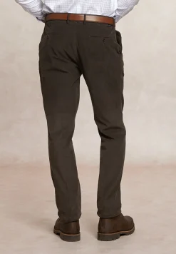 Clearance River Woods Fancy ribfluwelen stretch chinobroek bruin -