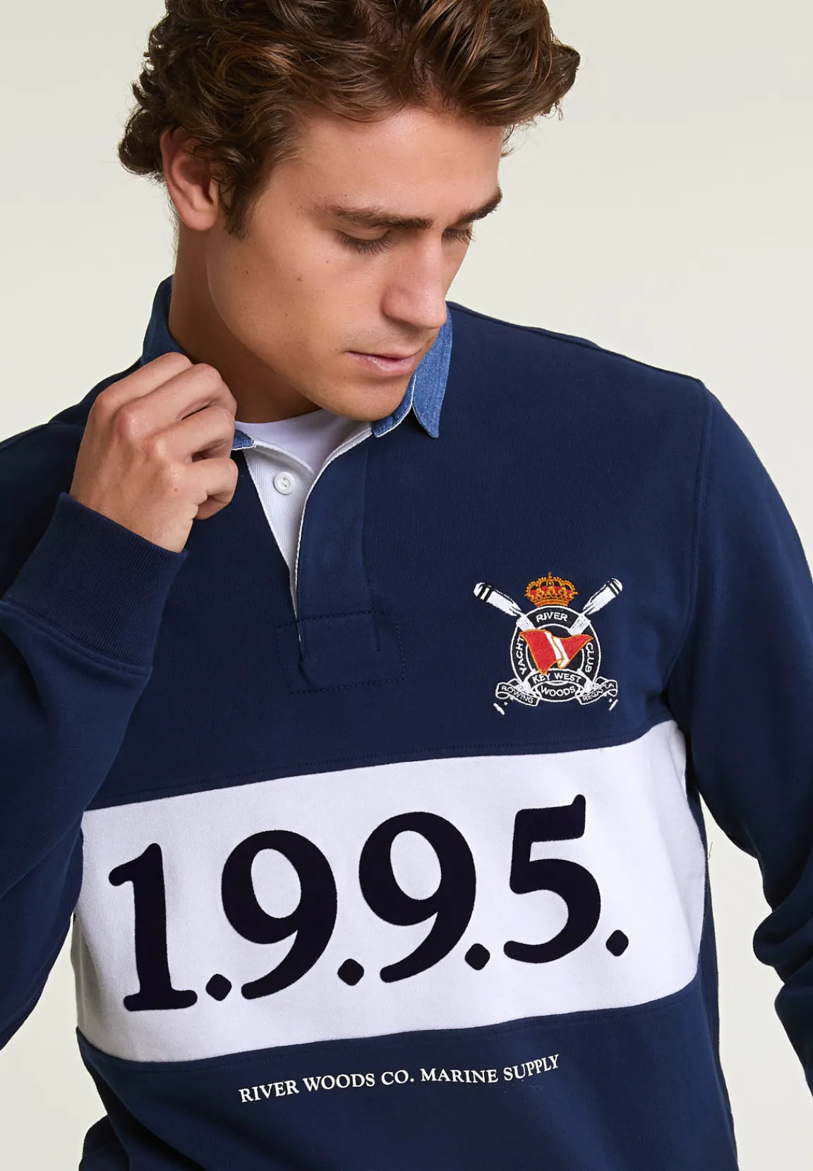 Online River Woods Fancy rugbytrui navy -