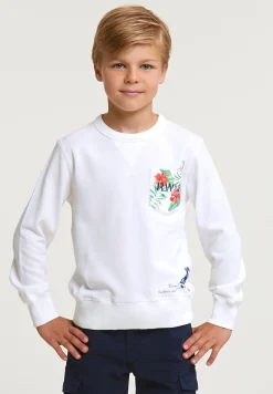Online River Woods Fancy trui ronde hals borstzak écru -