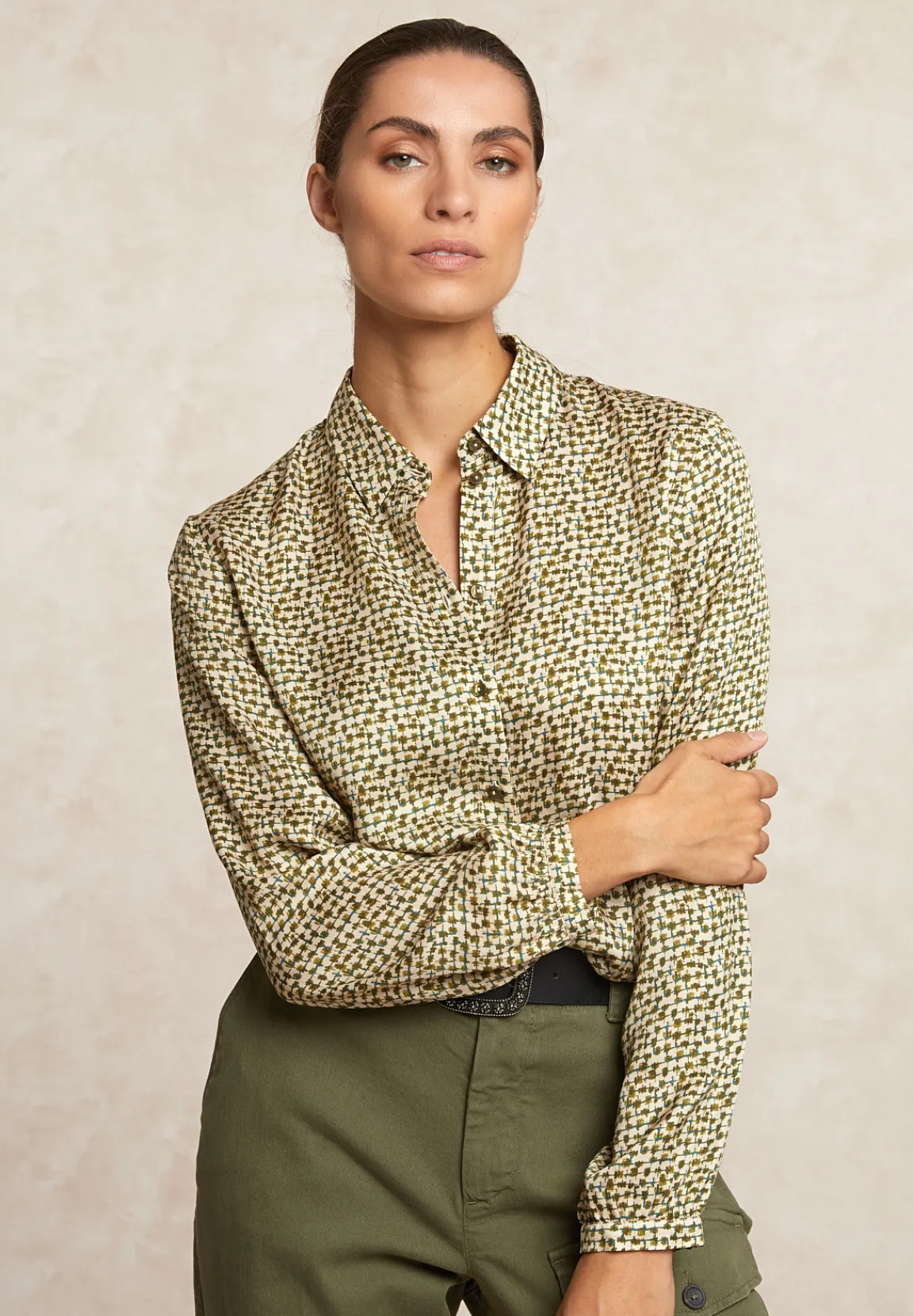 Sale River Woods Fantasie blouse lange mouwen kaki -