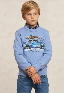 Outlet River Woods Fantasie fleecetrui ronde hals dk glacier mix -