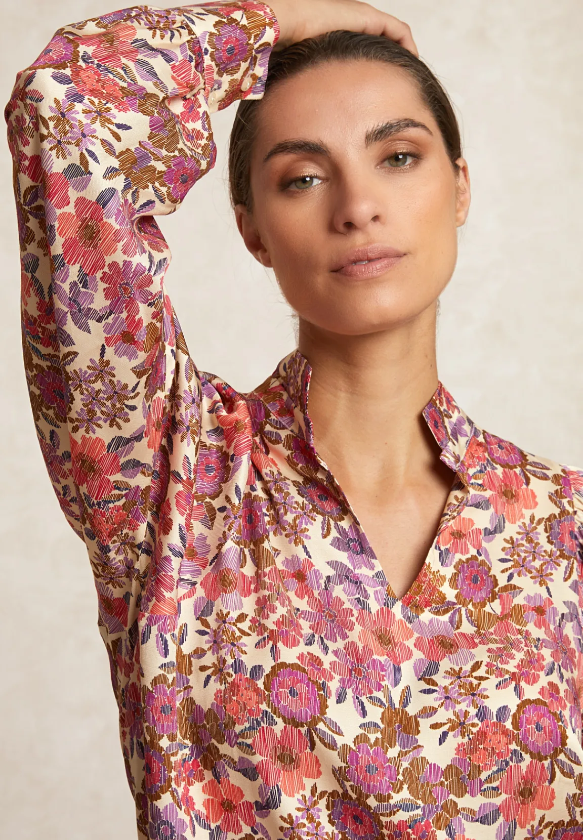 Clearance River Woods Fantasie V-hals blouse lange mouwen multi -