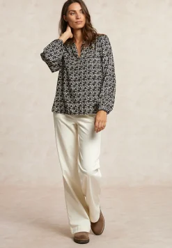 Best River Woods Fantasie viscose blouse zwart/wit -