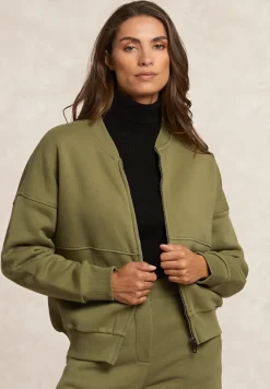 New River Woods Fleece bomber cardigan mosgroen -