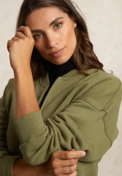 New River Woods Fleece bomber cardigan mosgroen -