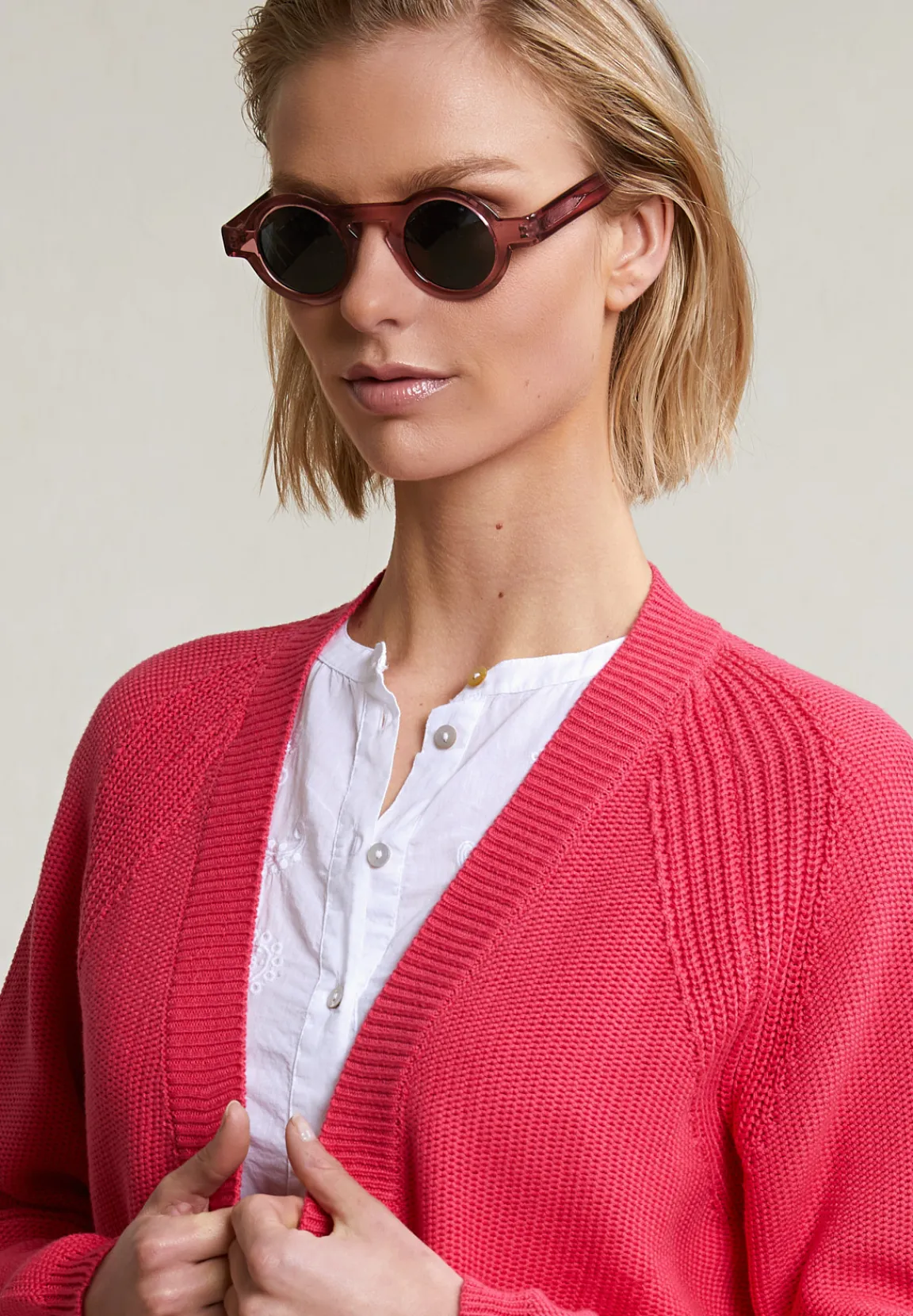 Clearance River Woods Fuchsia basic cardigan lange mouwen -