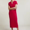 Sale River Woods Fuchsia geribde mouwloze jurk -