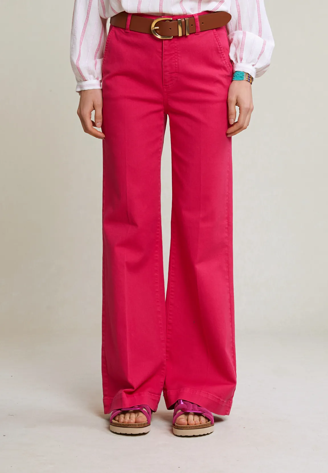 Online River Woods Fuchsia klassieke stretch broek -