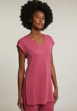 Discount River Woods Fuchsia mouwloze glitter T-shirt -