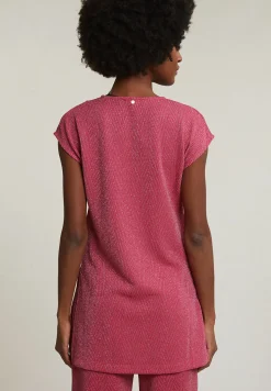 Discount River Woods Fuchsia mouwloze glitter T-shirt -