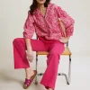 Hot River Woods Fuchsia rechte stretch broek -