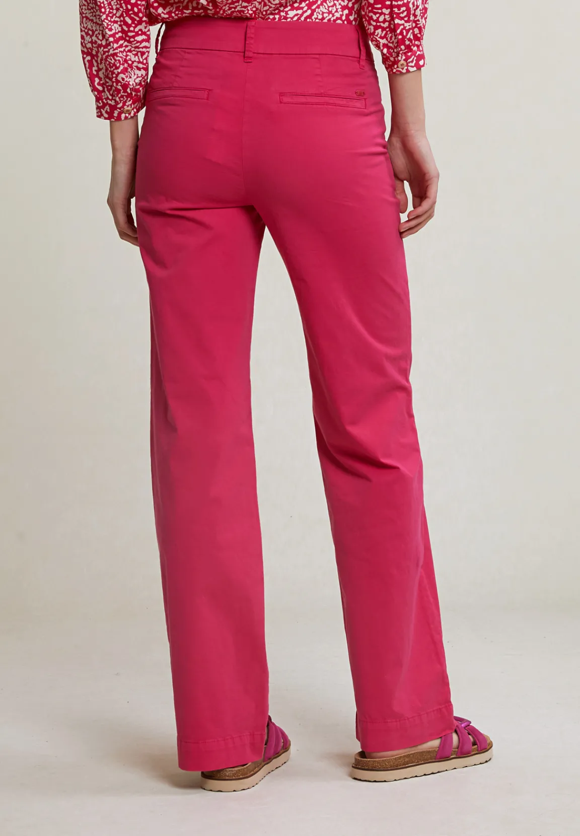 Hot River Woods Fuchsia rechte stretch broek -
