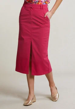 Fashion River Woods Fuchsia stretch midirok met split -
