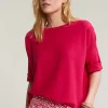 Online River Woods Fuchsia trui ronde hals detail op rug -