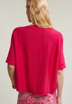 Online River Woods Fuchsia trui ronde hals detail op rug -