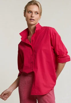 Hot River Woods Fuchsia wijde geknoopte blouse lange mouwen -