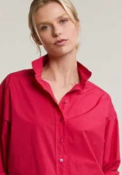 Hot River Woods Fuchsia wijde geknoopte blouse lange mouwen -