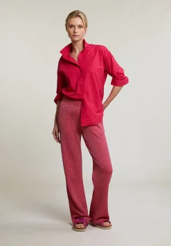 Hot River Woods Fuchsia wijde geknoopte blouse lange mouwen -