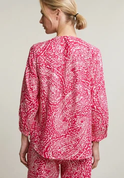 Best River Woods Fuchsia/wit geknoopte fantasie V-hals blouse -