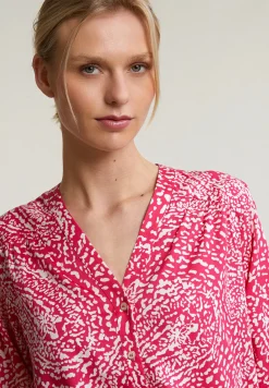 Best River Woods Fuchsia/wit geknoopte fantasie V-hals blouse -