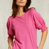 Outlet River Woods Fushia T-shirt 3/4 mouwen met smock -