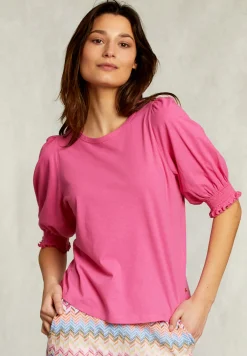 Outlet River Woods Fushia T-shirt 3/4 mouwen met smock -