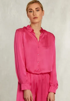 Discount River Woods Fushia viscose blouse met knopen -