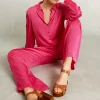 Outlet River Woods Fushia wijde broek elastische taille -