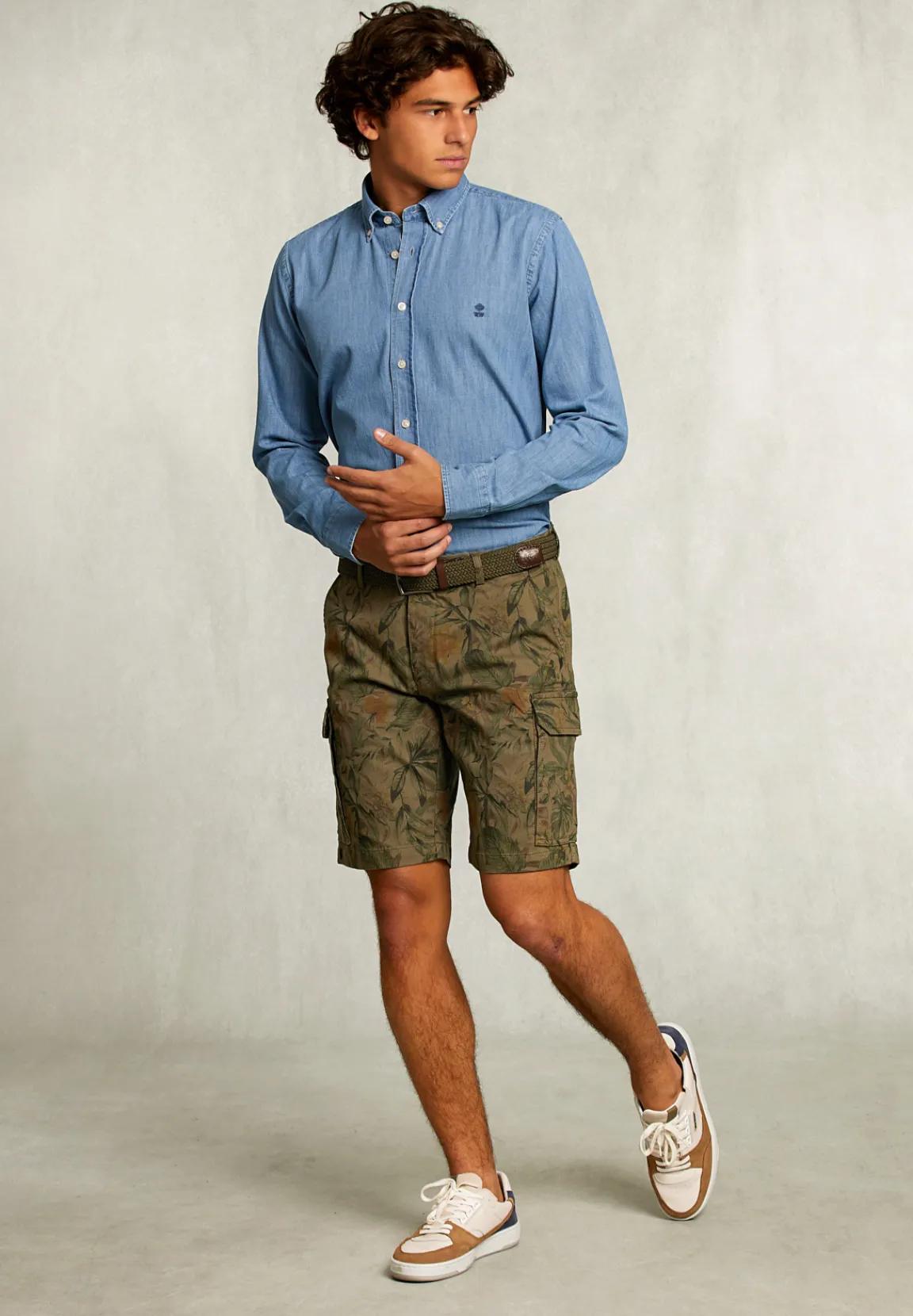 Fashion River Woods Gebloemde cargo short savanna -