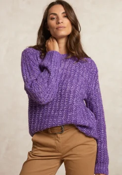 Fashion River Woods Gebreide alpaca trui ronde hals paars -