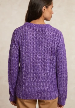Fashion River Woods Gebreide alpaca trui ronde hals paars -