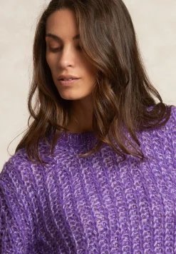 Fashion River Woods Gebreide alpaca trui ronde hals paars -
