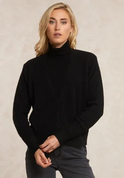 Best River Woods Geknoopte alpaca V-hals cardigan zwart -