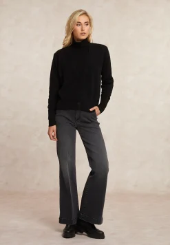 Best River Woods Geknoopte alpaca V-hals cardigan zwart -