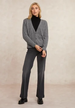 Hot River Woods Geknoopte alpaca V-hals cardigan grijs -