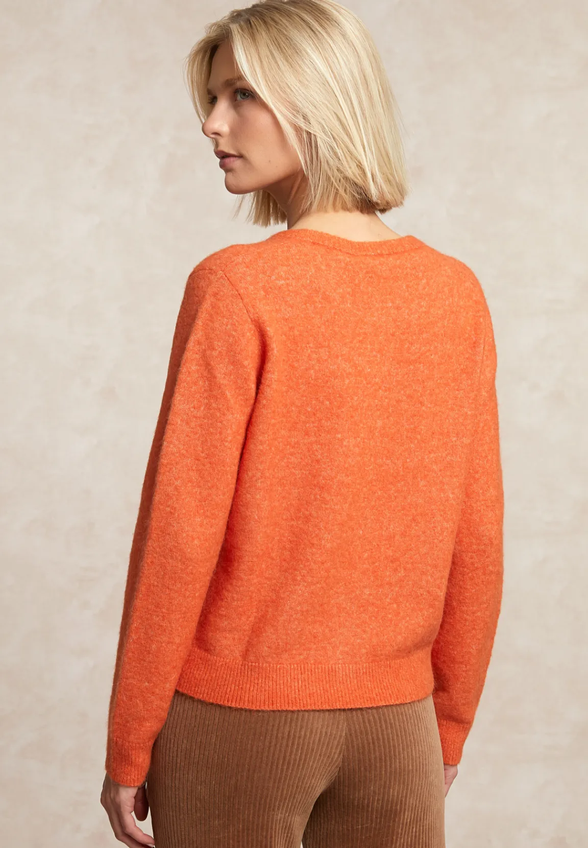 Sale River Woods Geknoopte cardigan ronde hals opgestikte zakken oranje -