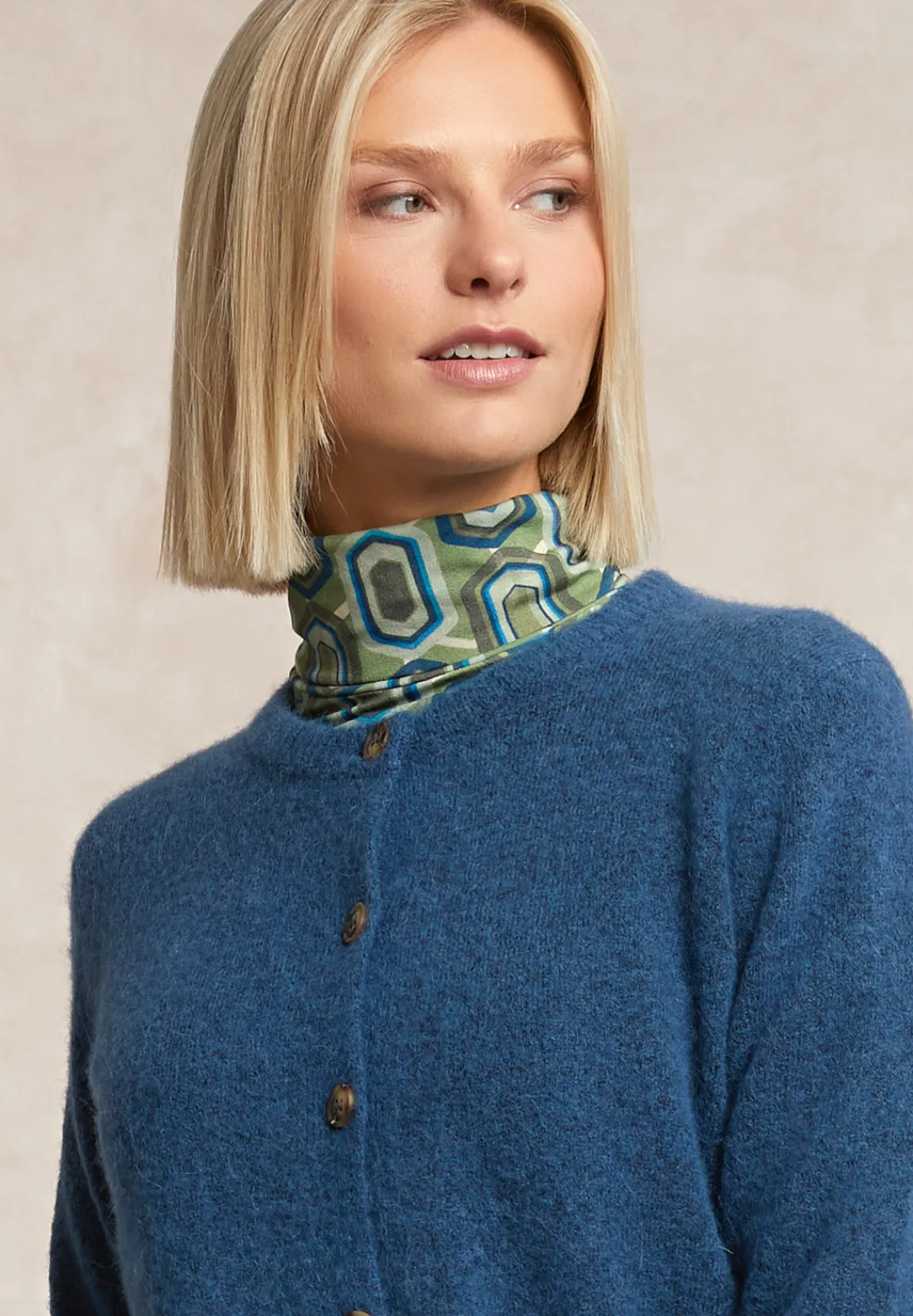 Sale River Woods Geknoopte cardigan ronde hals opgestikte zakken blauw -