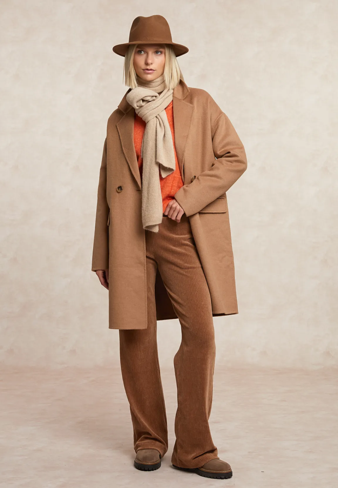 Sale River Woods Geknoopte cardigan ronde hals opgestikte zakken oranje -