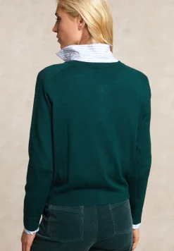 Outlet River Woods Geknoopte merinowol cardigan ronde hals groen -