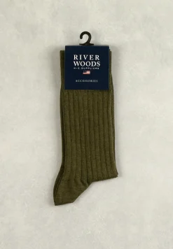 Hot River Woods Geribbelde katoenen sokken khaki mix -