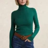 Fashion River Woods Geribde rolkraagtrui groen -