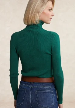Fashion River Woods Geribde rolkraagtrui groen -
