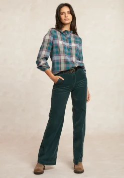 Fashion River Woods Geruite blouse pofmouwen -