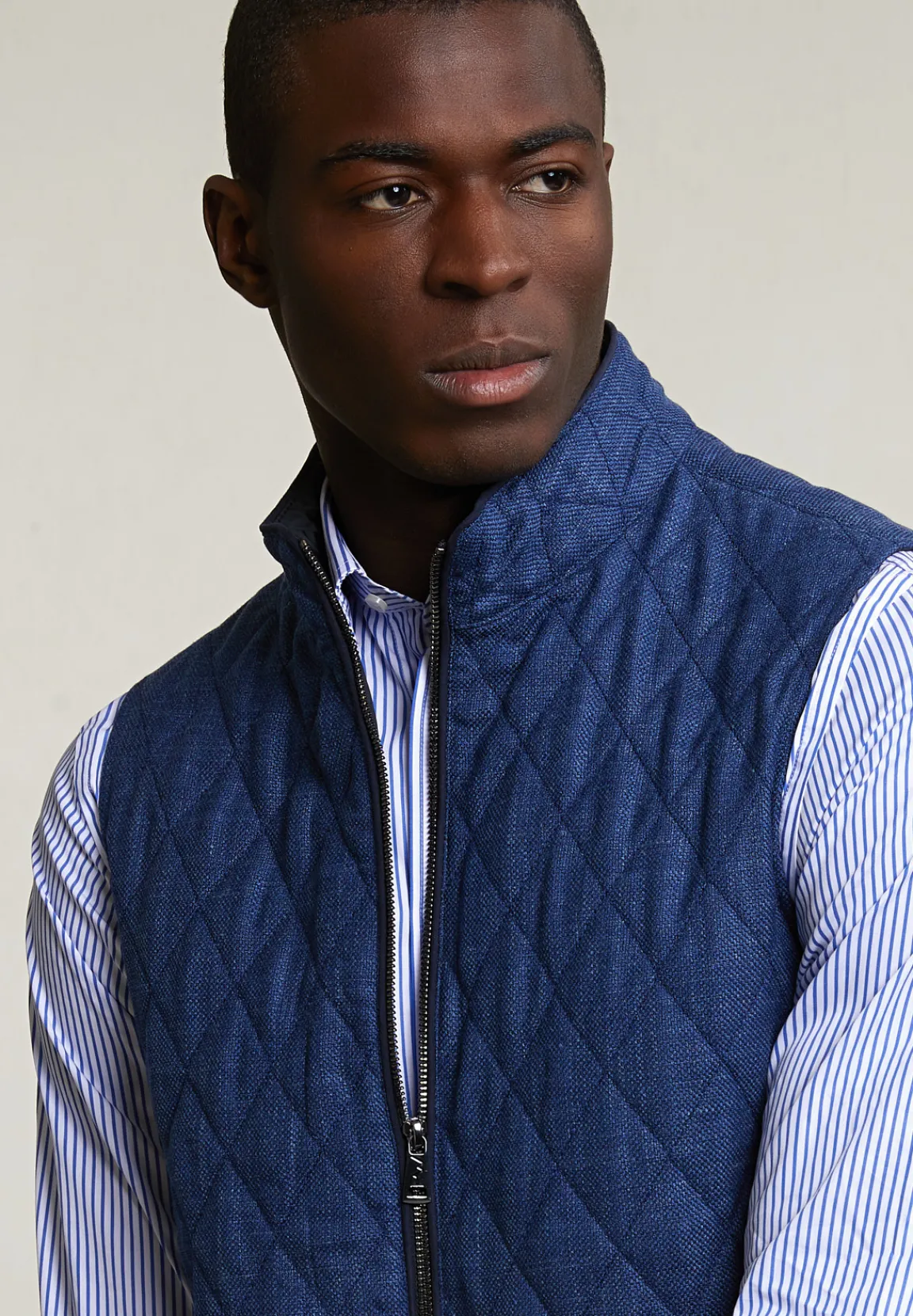 Sale River Woods Geruite gewatteerde bodywarmer blauw -