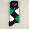 Online River Woods Geruite katoenen sokken navy/groen -