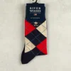 Fashion River Woods Geruite katoenen sokken navy/kir royal -