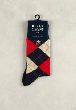 Fashion River Woods Geruite katoenen sokken navy/kir royal -