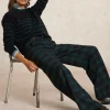 New River Woods Geruite wijde broek groen/blauw -