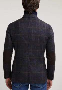 Discount River Woods Geruite zuivere scheerwol-kasjmier blazer bruin/blauw -